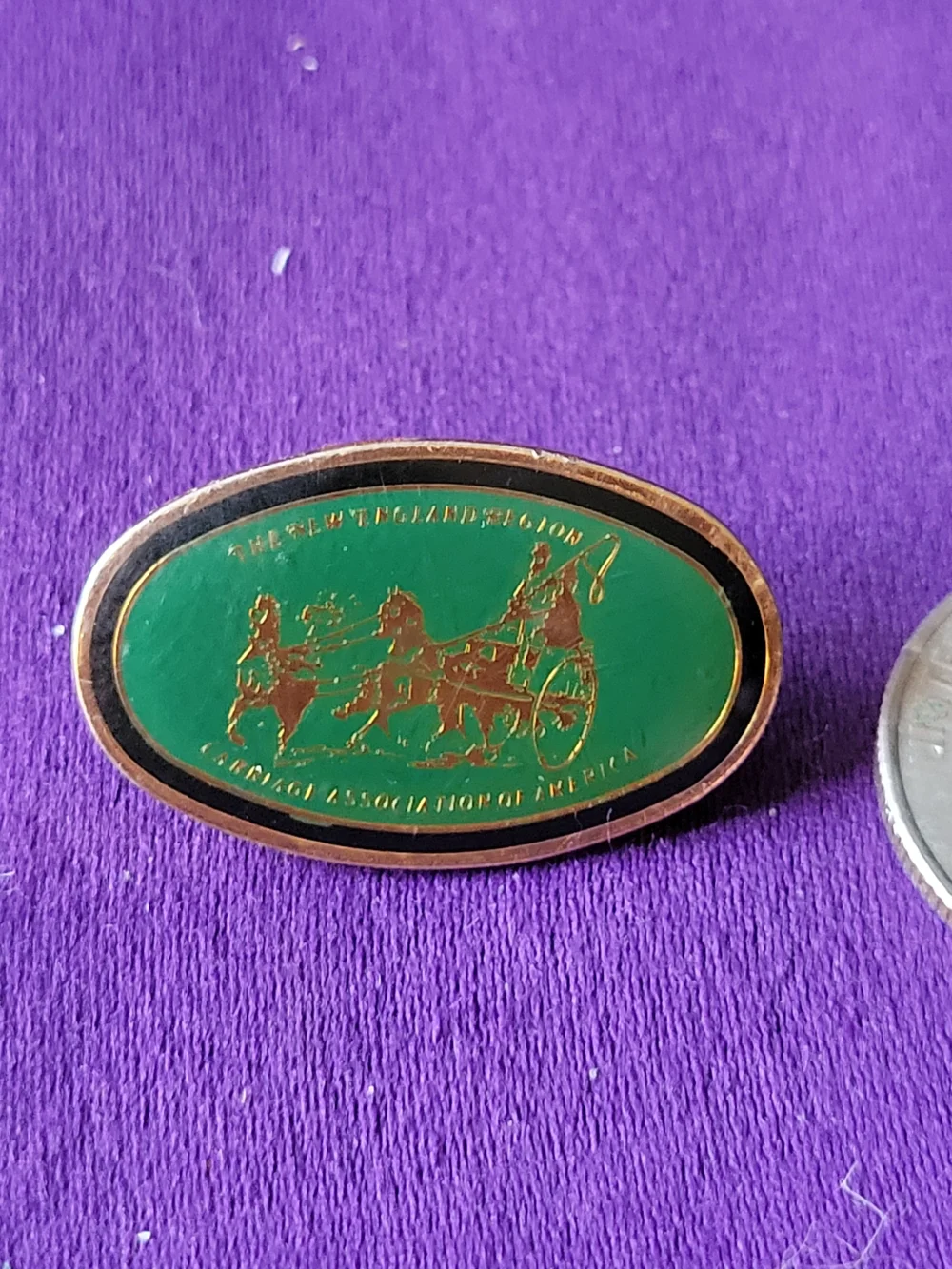 Carriage Association Enamel Lapel Pin - Green and Gold